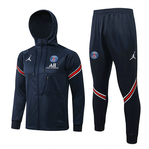 giacca con cappuccio zip intera paris saint germain 2022-2023 blu reale uomo