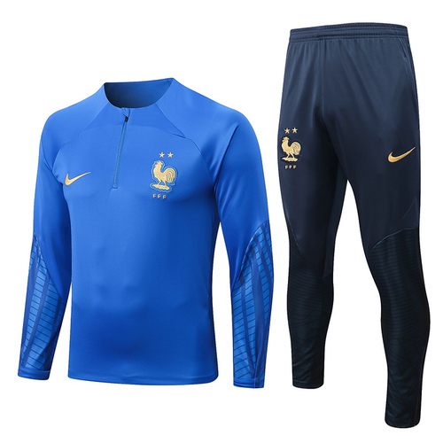 giacca sportiva con mezza zip francia colore blu 2022-2023 uomo