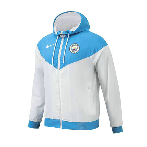 giacche a vento calcio manchester city 2024-2025 blu e bianco uomo