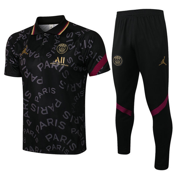 moda maglietta polo psg completo 2021 2022 nero uomo