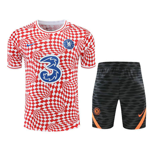 pantaloncini + maniche corte chelsea 2022-2023 rosso e bianco uomo