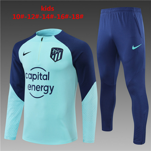 poco prezzo tuta sportiva scollo alto mezza cerniera atlético madrid azzurro 2022-2023 bambino