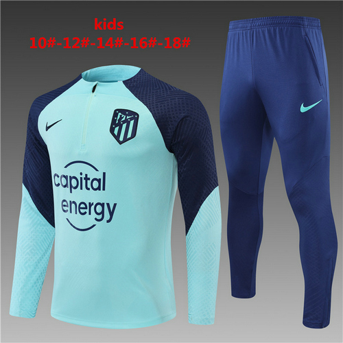 poco prezzo tuta sportiva scollo alto mezza cerniera atlético madrid blu 2022-2023 bambino