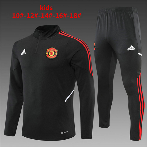 poco prezzo tuta sportiva scollo alto mezza cerniera manchester united nero 2022-2023 bambino