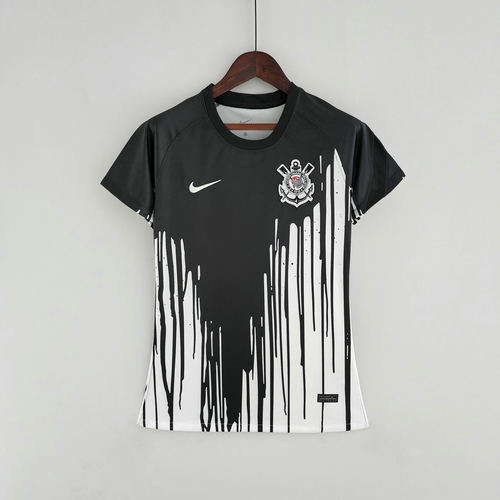 pre-game maglia corinthians paulista nero bianco 2022-2023 donna