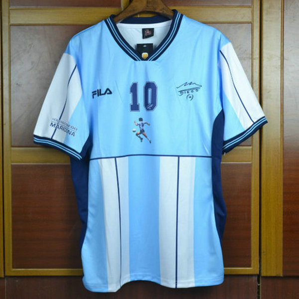prima maglia maradona 10 argentina 2001 blu uomo