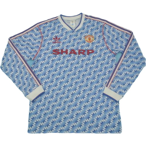 seconda maglia manchester united manica lunga 1990-1992 blu uomo