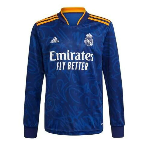 seconda maglia real madrid manica lunga 2021 2022 blu uomo