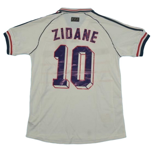 seconda maglia zidane 10 francia copa mundial 1998 bianco uomo