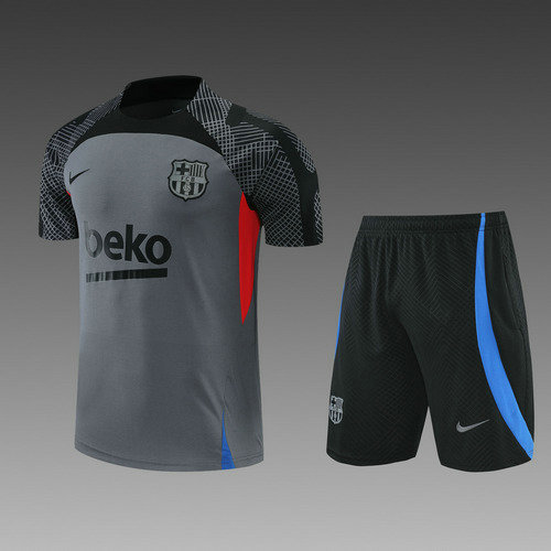 training pantaloncini + maniche corte barcellona nero grigio 2022-2023 uomo