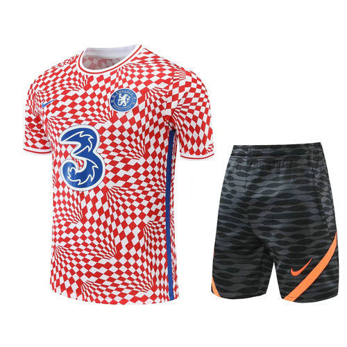 training pantaloncini + maniche corte chelsea rosso e bianco 2022-2023 uomo