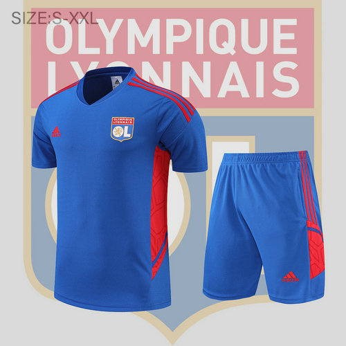 training pantaloncini + maniche corte olympique lyon blu 2022-2023 uomo