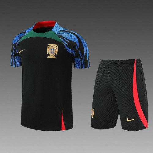 training pantaloncini + maniche corte portogallo nero 2022-2023 uomo