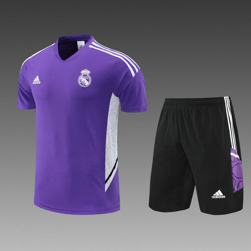 training pantaloncini + maniche corte real madrid viola 2022-2023 uomo