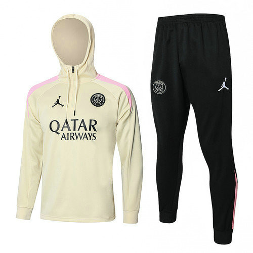 tuta sportiva mezza cerniera paris saint germain completo 2024-2025 albicocca con cappuccio uomo