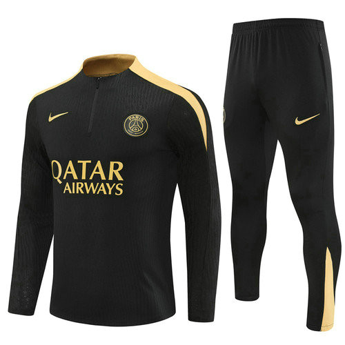 tuta sportiva mezza cerniera paris saint germain completo 2024-2025 oro nero 02 uomo